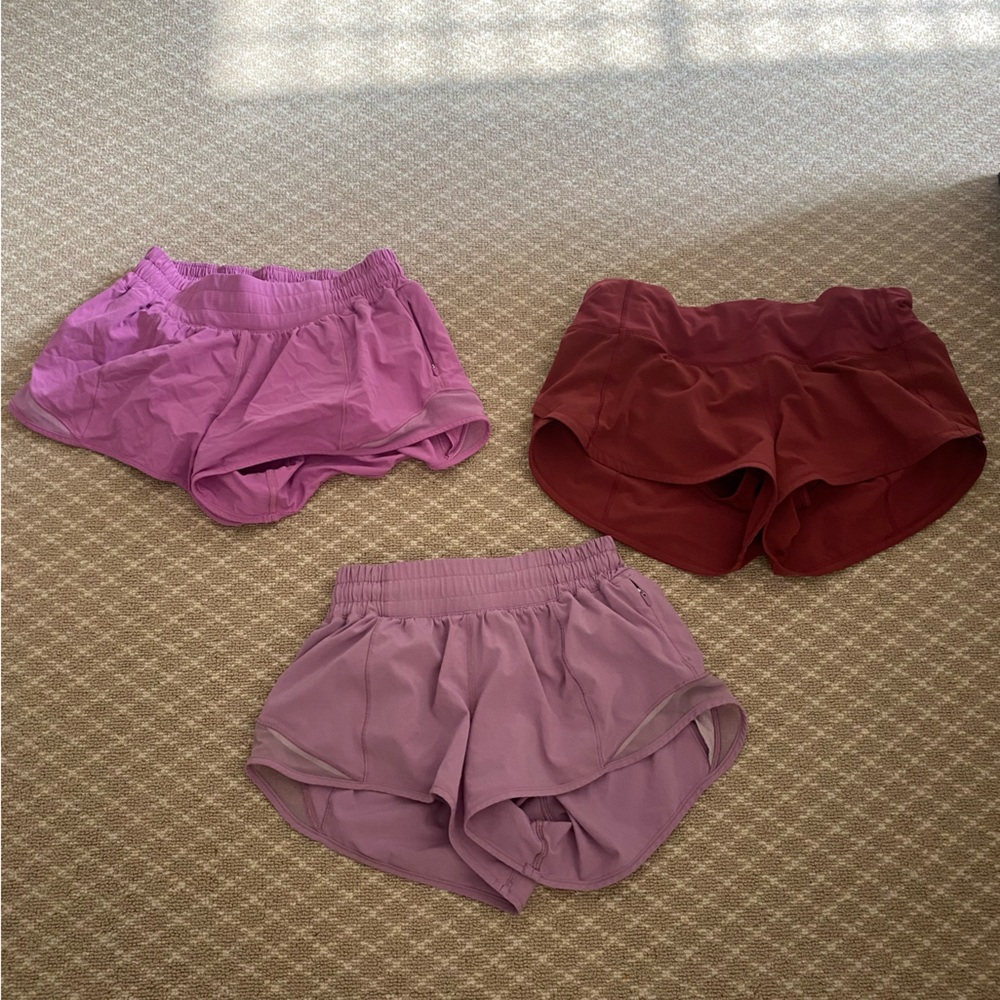 3 pairs of size 2 lululemon shorts